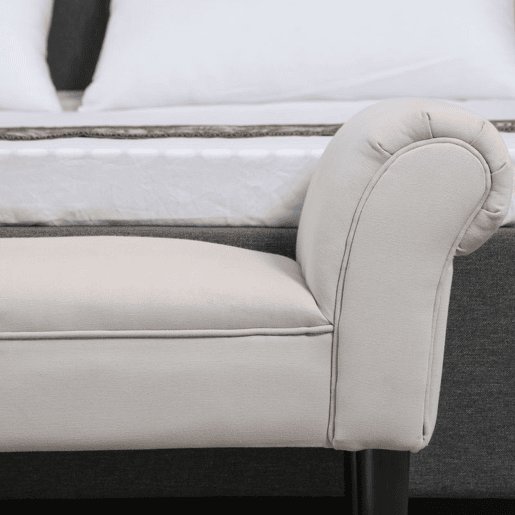 HOMCOM Banco de Pé de Cama Banco com Braços Curvados Estofado e Pés de Madeira para Dormitório Entrada Sala de Estar Carga Máxima 130kg 102x31x51cm Cinza