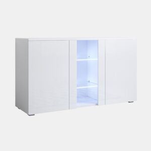 Aparador Sala de estar e jantar Branco 120x40x72 3 portas LED Luke A1 Muebles Bonitos