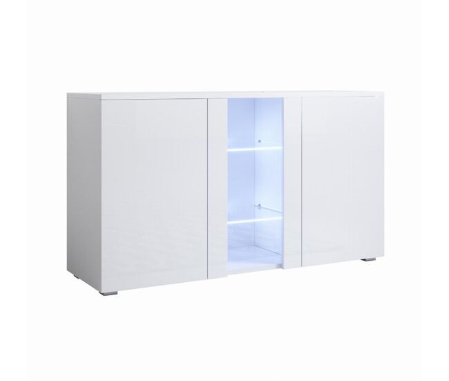 Aparador salón comedor blanco 120x40x72 3 puertas led luke a1 muebles bonitos