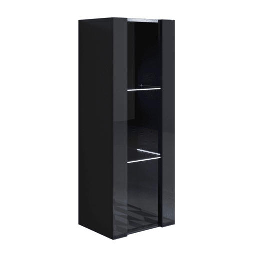 Vitrine Sala de estar e jantar Preto 40x29x126 1 porta LED Luke V2 Muebles Bonitos