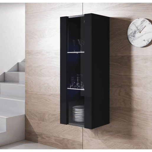 Vitrine Sala de estar e jantar Preto 40x29x126 1 porta LED Luke V2 Muebles Bonitos