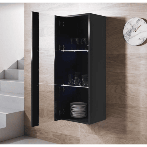 Vitrine Sala de estar e jantar Preto 40x29x126 1 porta LED Luke V2 Muebles Bonitos