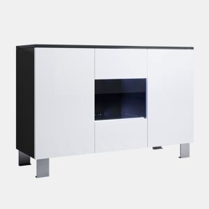 Aparador Sala de estar e jantar PretoBranco 120x40x82 3 portas LED Luke A2 Muebles Bonitos