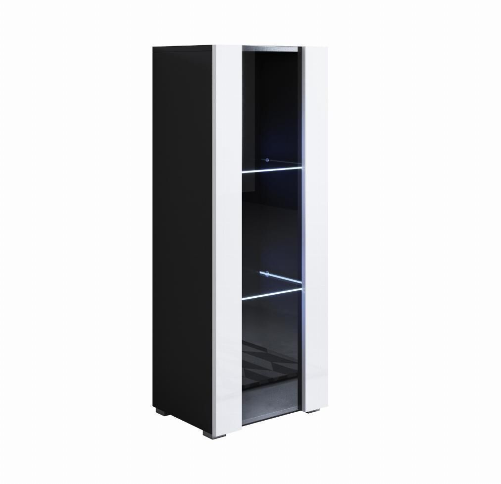 Vitrina salón comedor negro/blanco 40x29x128 1 puerta led luke v2 muebles bonitos
