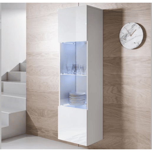 Vitrine Sala de estar e jantar Branco 40x29x165 1 porta LED Luke V6 Muebles Bonitos