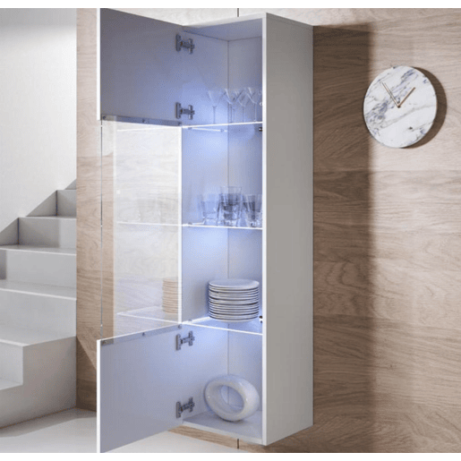 Vitrine Sala de estar e jantar Branco 40x29x165 1 porta LED Luke V6 Muebles Bonitos