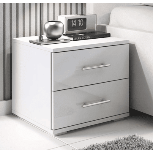 Mesa de cabeceira Quarto de dormir Branco 40x40x35 2 gavetas Beatriz Muebles Bonitos