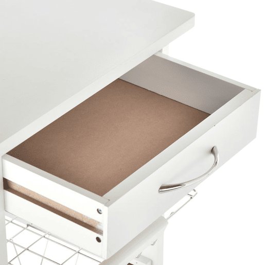 HOMCOM Carrinho de Cozinha com Rodas Carrinho Auxiliar com Gaveta 4 Cestas Amovíveis de Metal e Prateleiras Laterais 47x37x83 cm Branco