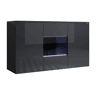 Aparador Sala de estar e jantar Preto 120x40x70 3 portas LED Luke A2 Muebles Bonitos