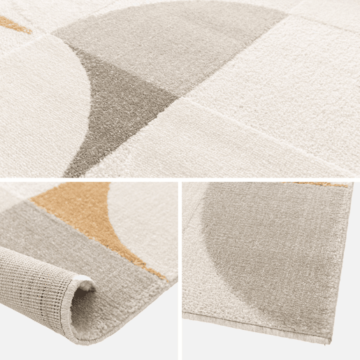 Tapete interior com padrão retro em creme, Jon, 170x120x0.9 cm