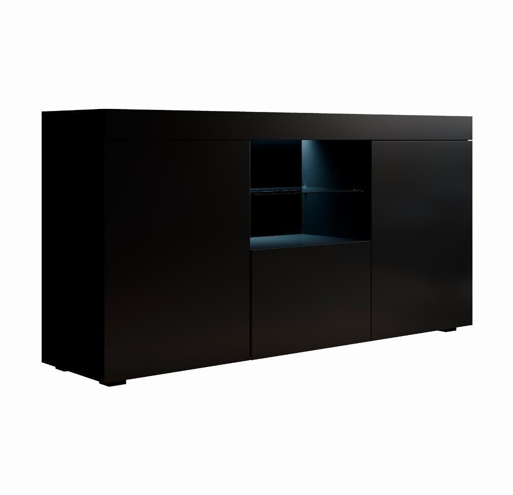 Aparador Salón comedor 3 puertas LED Natolia Muebles Bonitos 150 Negro