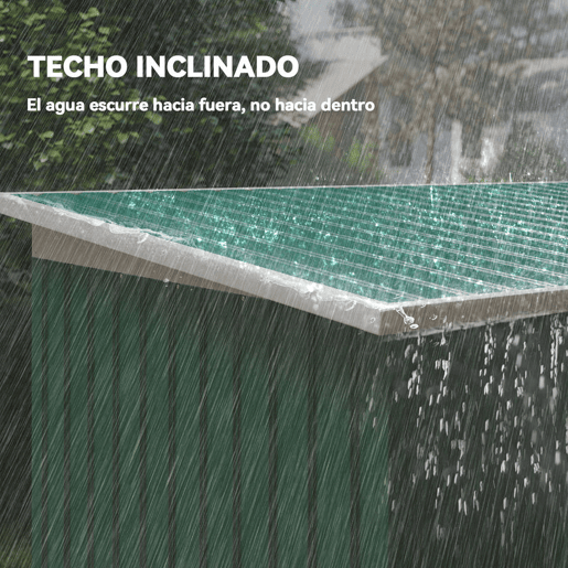 Outsunny Abrigo de Jardim 280x130x172cm Abrigo de Exterior de Aço Galvanizado com Porta Corredeira e Ventilações para Armazenamento de Ferramentas Verde