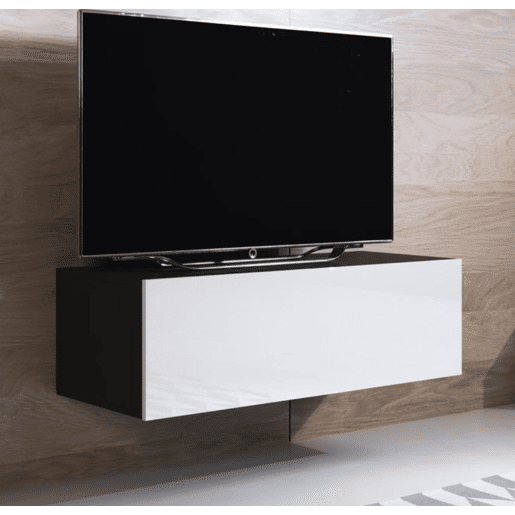 Móvel TV Sala de estar e jantar PretoBranco 100x40x30 1 porta Luke H1 Muebles Bonitos
