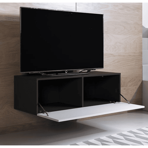 Móvel TV Sala de estar e jantar PretoBranco 100x40x30 1 porta Luke H1 Muebles Bonitos