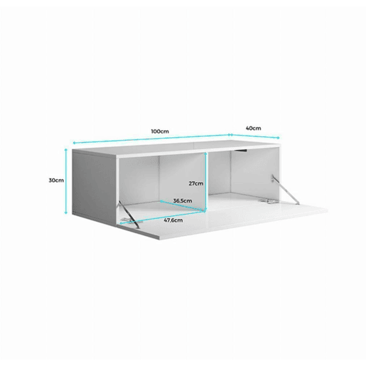 Móvel TV Sala de estar e jantar PretoBranco 100x40x30 1 porta Luke H1 Muebles Bonitos