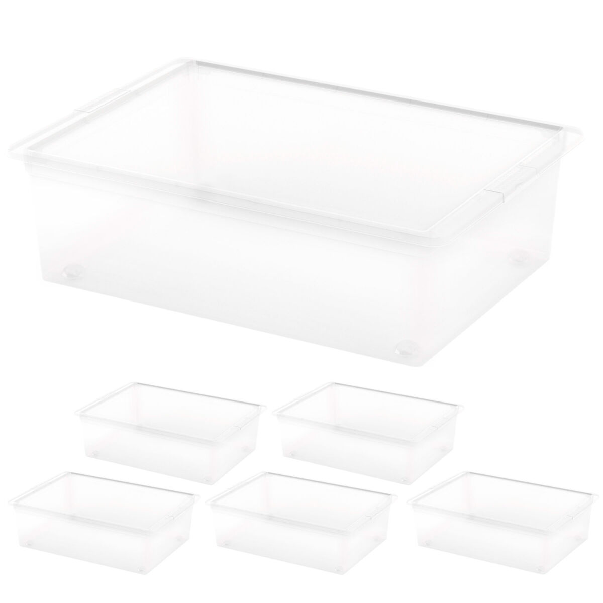 Curver Pack 6 cajas de almacenaje con tapa y ruedas C-Box