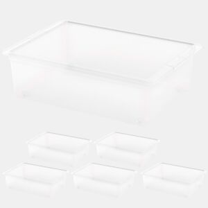 Curver Pack de 6 caixas de arrumação com tampa e rodas C-Box 27L transparente