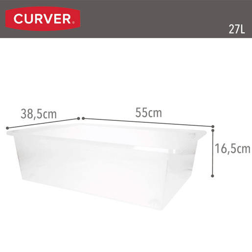 Curver Pack de 6 caixas de arrumação com tampa e rodas C-Box 27L transparente