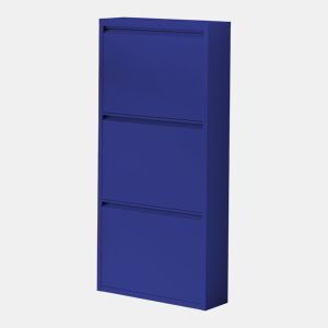 Sapateira Sokndal com 3 portas 104x50x15 cm metal - Azul escuro en.casa