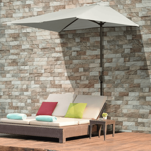 Outsunny Guarda-sol Retangular 230x130x245 cm para Parede com Manivela, Proteção UV 30+ e Tecido Poliéster Impermeável 180 gm² para Varanda, Terraço e Jardim - Bege