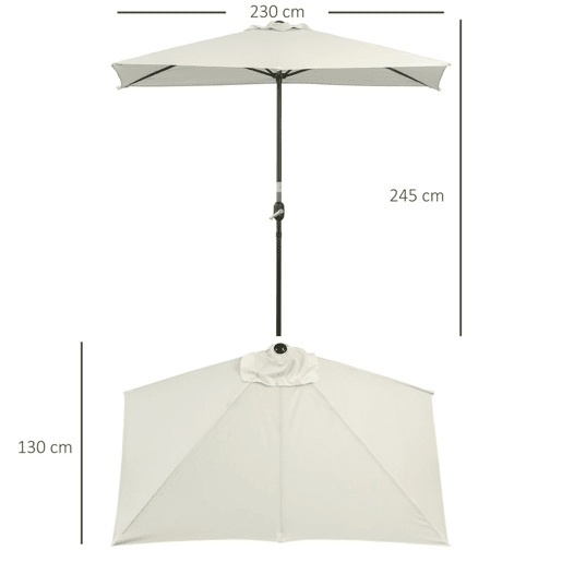 Outsunny Guarda-sol Retangular 230x130x245 cm para Parede com Manivela, Proteção UV 30+ e Tecido Poliéster Impermeável 180 gm² para Varanda, Terraço e Jardim - Bege