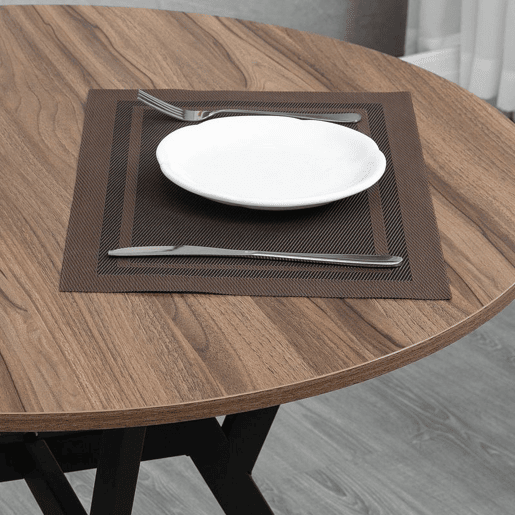 HOMCOM Mesa de Jantar Redonda para 2-4 Pessoas, Mesa de Cozinha Industrial com Pernas Curvas de Aço, para Sala de Estar, 90x90x76 cm, Castanho e Preto