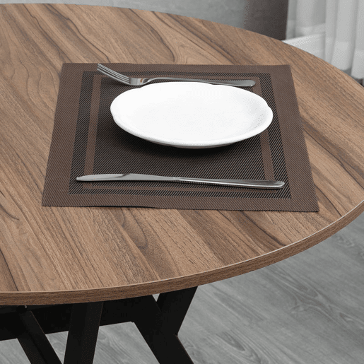 HOMCOM Mesa de Jantar Redonda para 2-4 Pessoas, Mesa de Cozinha Industrial com Pernas Curvas de Aço, para Sala de Estar, 90x90x76 cm, Castanho e Preto