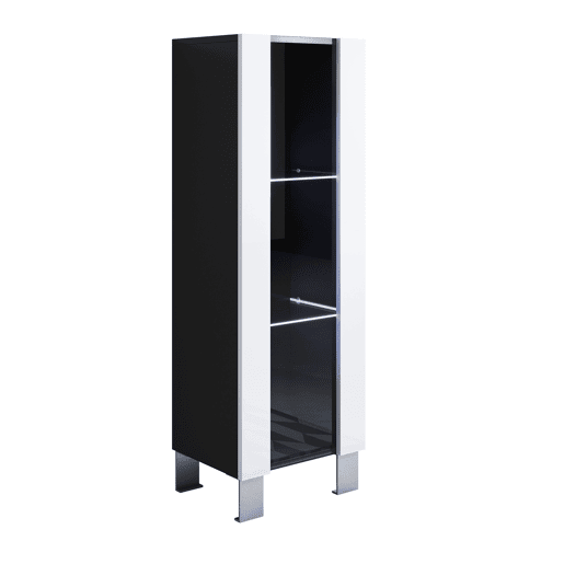 Vitrine Sala de estar e jantar PretoBranco 40x29x138 1 porta LED Luke V2 Muebles Bonitos