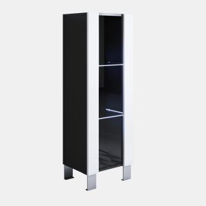 Vitrine Sala de estar e jantar PretoBranco 40x29x138 1 porta LED Luke V2 Muebles Bonitos