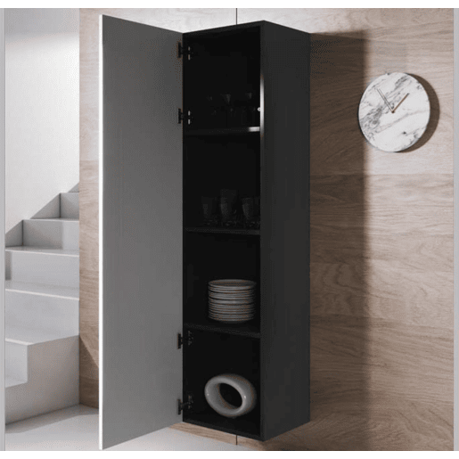 Vitrine Sala de estar e jantar PretoBranco 40x29x165 1 porta Luke V4 Muebles Bonitos