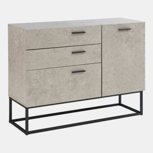 Aparador Lavangen 1 porta e 3 gavetas 75x100x35cm aspeto betão claro en.casa