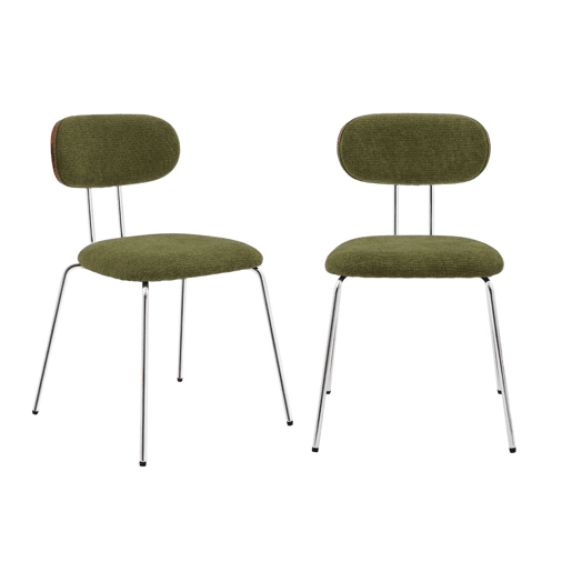 Cadeira em tecido resistente a pés de metal, set de 2, Erin, Verde caqui, 45x55x80 cm Cadeira em tecido resistente a pés de metal, set de 2, Erin, Verde caqui, 45x55x80 cm