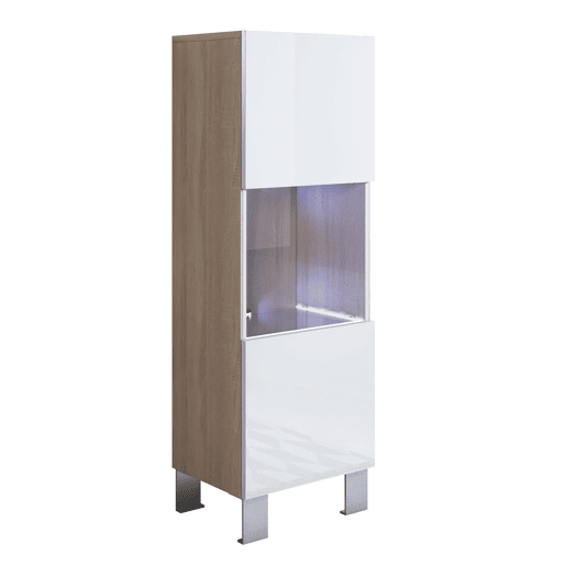 Vitrine Sala de estar e jantar SonomaBranco 40x29x138 1 porta LED Luke V3 Muebles Bonitos