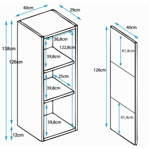 Vitrine Sala de estar e jantar SonomaBranco 40x29x138 1 porta LED Luke V3 Muebles Bonitos