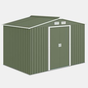 Outsunny Abrigo de Jardim 4,83m² 277x195x192cm Abrigo e Jardim Metálico para Armazenamento de Ferramentas com Base de Reforço Incluída e 4 Janelas Verde Claro
