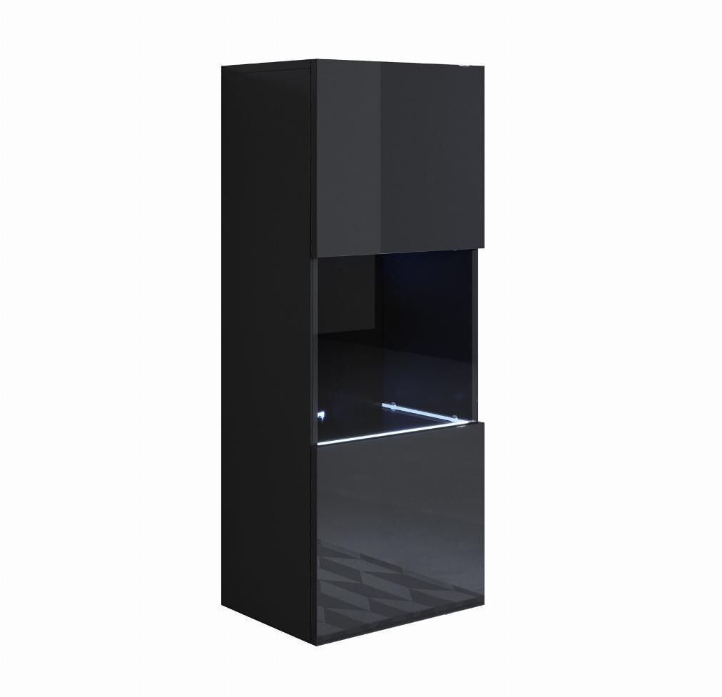 Vitrina salón comedor negro 40x29x126 1 puerta led luke v3 muebles bonitos
