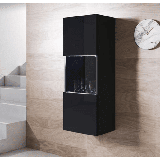 Vitrine Sala de estar e jantar Preto 40x29x126 1 porta LED Luke V3 Muebles Bonitos