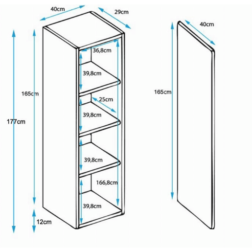 Vitrine Sala de estar e jantar Branco 40x29x177 1 porta Luke V4 Muebles Bonitos
