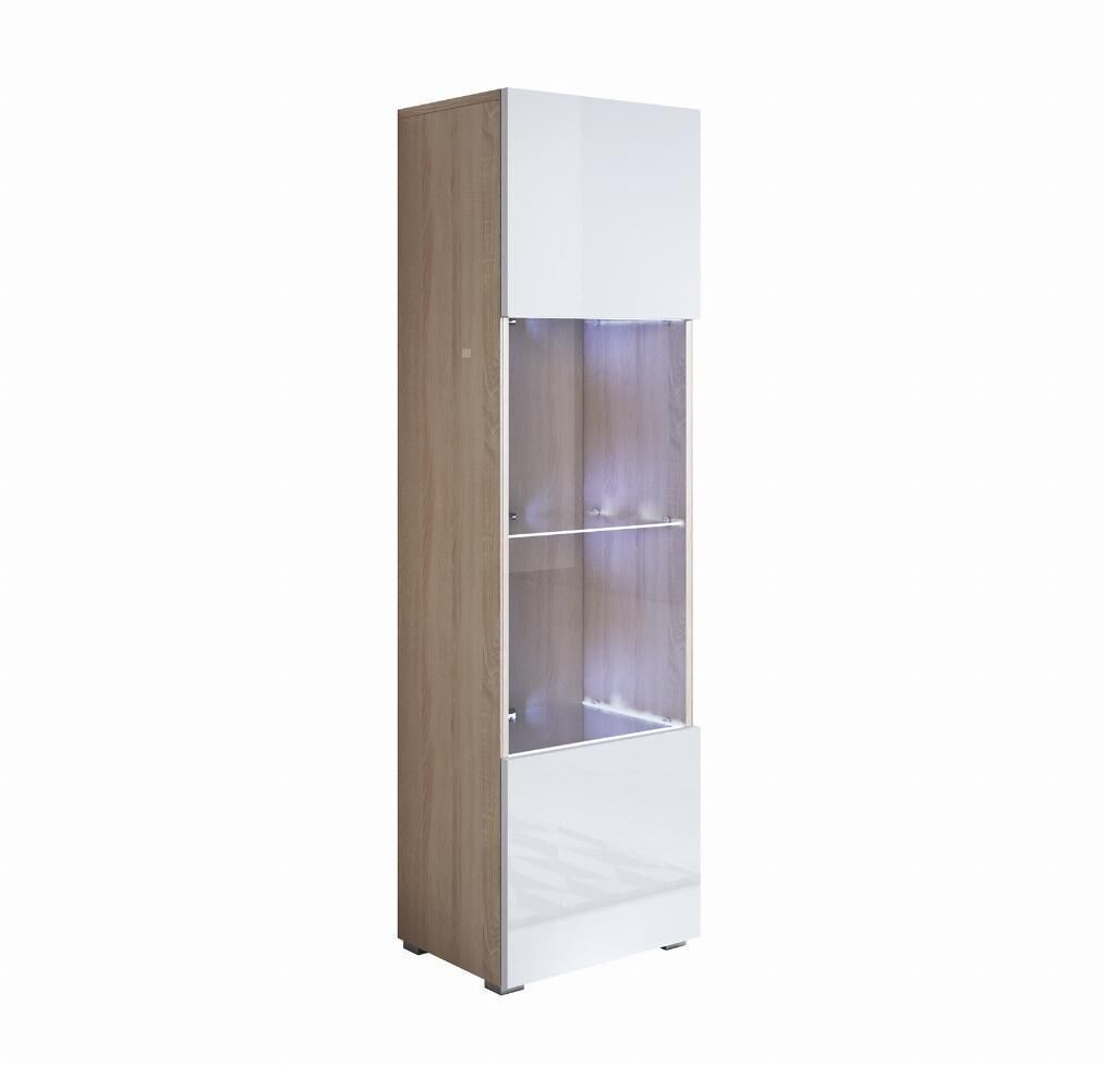 Vitrina salón comedor sonoma/blanco 40x29x167 1 puerta led luke v6 muebles bonitos