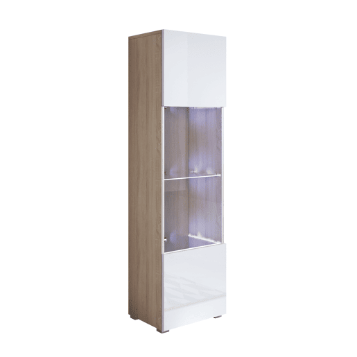 Vitrine Sala de estar e jantar SonomaBranco 40x29x167 1 porta LED Luke V6 Muebles Bonitos