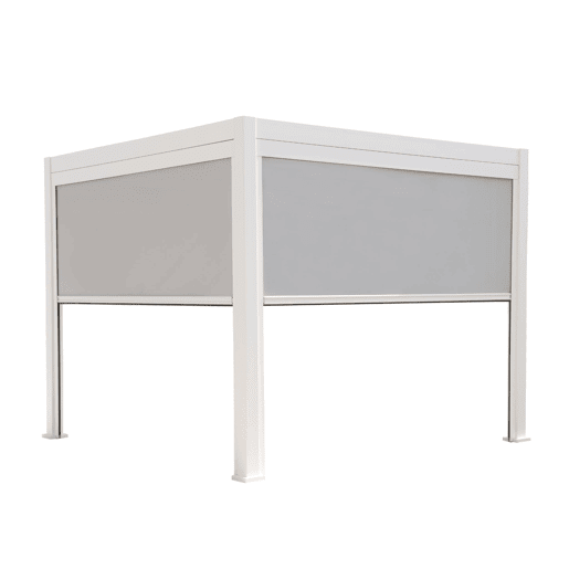 Pérgola bioclimática de alumínio Triomphe 3x3m V2 + 2 toldos 3m, Triomphe 3x3m + acessórios, Branco, 301x301x250 cm