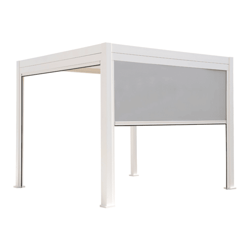 Pérgola bioclimática de alumínio Triomphe 3x3m V2 + 2 toldos 3m, Triomphe 3x3m + acessórios, Branco, 301x301x250 cm