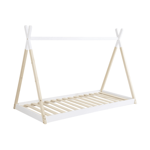 Cama tipi infantil, pinho natural com estrado incluído, Tobias, Branco, 196x100x136.5 cm