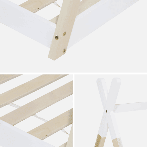 Cama tipi infantil, pinho natural com estrado incluído, Tobias, Branco, 196x100x136.5 cm