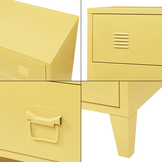 Armário metálico Hämeenlinna com 4 gavetas aço 80x40x92 cm Amarelo en.casa