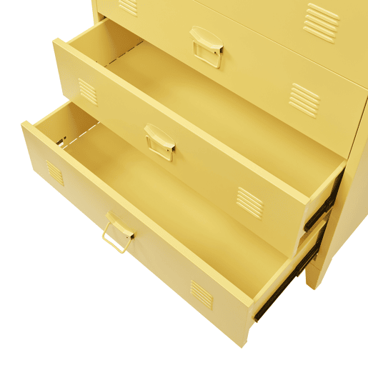Armário metálico Hämeenlinna com 4 gavetas aço 80x40x92 cm Amarelo en.casa