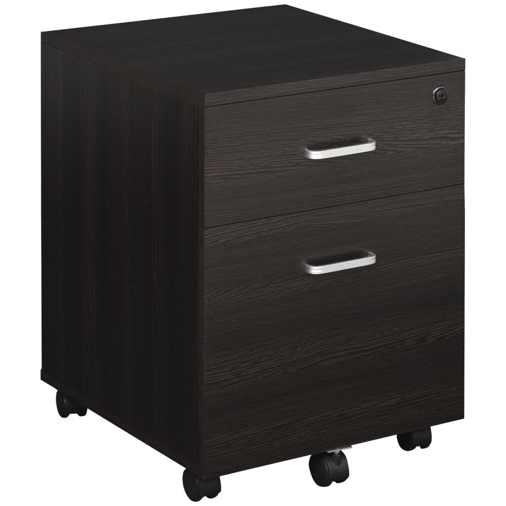 Vinsetto archivador móvil para archivos a4 con ruedas gabinete de archivos suspendidos con 2 cajones y cerradura 40x45x55,6 cm wengué