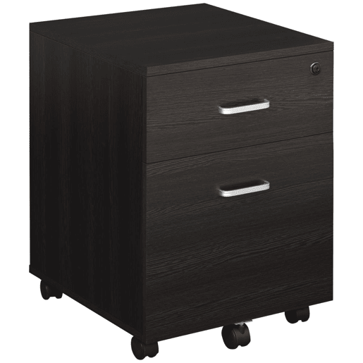 Vinsetto Arquivador para Escritório Móvel de Arquivos com 2 Gavetas 5 Rodas com Travões e Fechadura com 2 Chaves para Escritório Secretária Casa 40x45x55,6cm Wengué