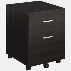 Vinsetto Arquivador para Escritório Móvel de Arquivos com 2 Gavetas 5 Rodas com Travões e Fechadura com 2 Chaves para Escritório Secretária Casa 40x45x55,6cm Wengué