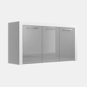 Aparador Sala de estar e jantar BrancoCinzento 144x42x80 3 portas Nelia Muebles Bonitos